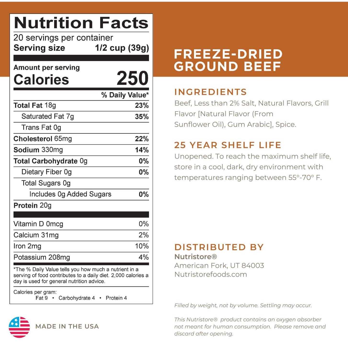Nutristore Freeze Dried Beef Ground