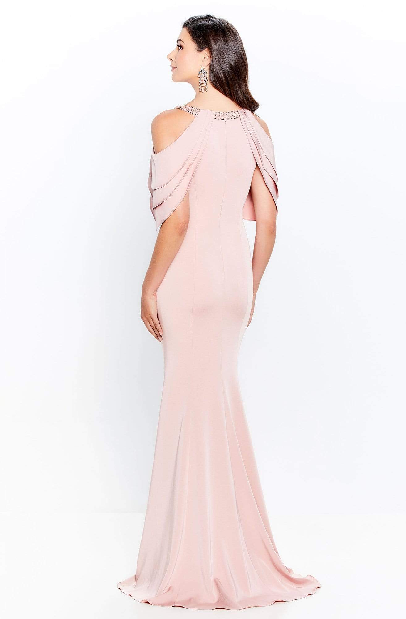 120906 Tiered Shoulder Trumpet Dress