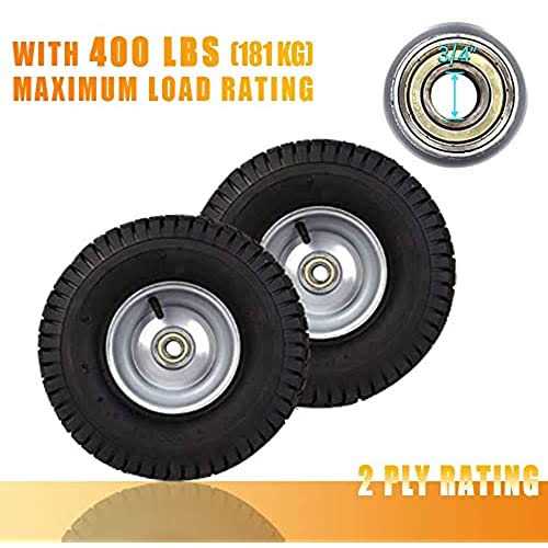 15 x 6.00-6 Tire and Wheel Set for Lawn Tractors with 3 Centered Hub and 3/4 Sintered iron bushings