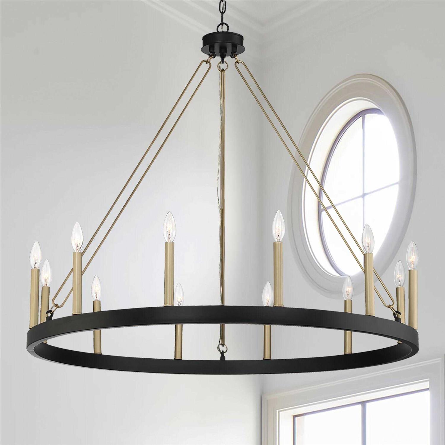Acroma 12-light 40In Modern Farmhouse Wagon Wheel Chandelier