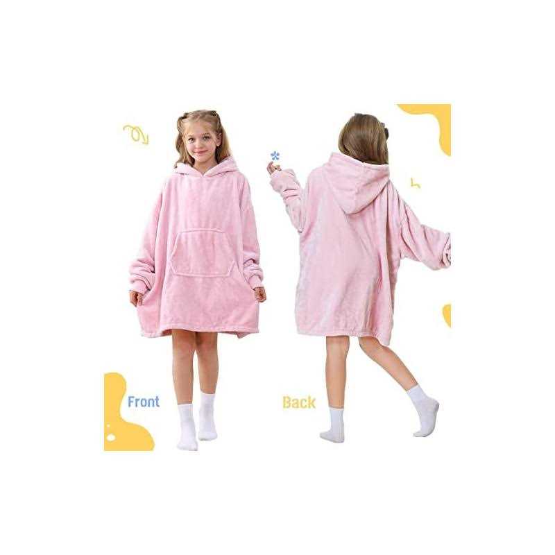 Aemilas Wearable Blanket Hoodie, Oversized Flannel Blanket Sweatshirt with Hood Pocket and Sleeves
