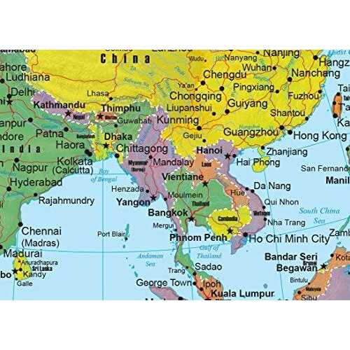 Asia Wall Map GeoPolitical Edition by Swiftmaps