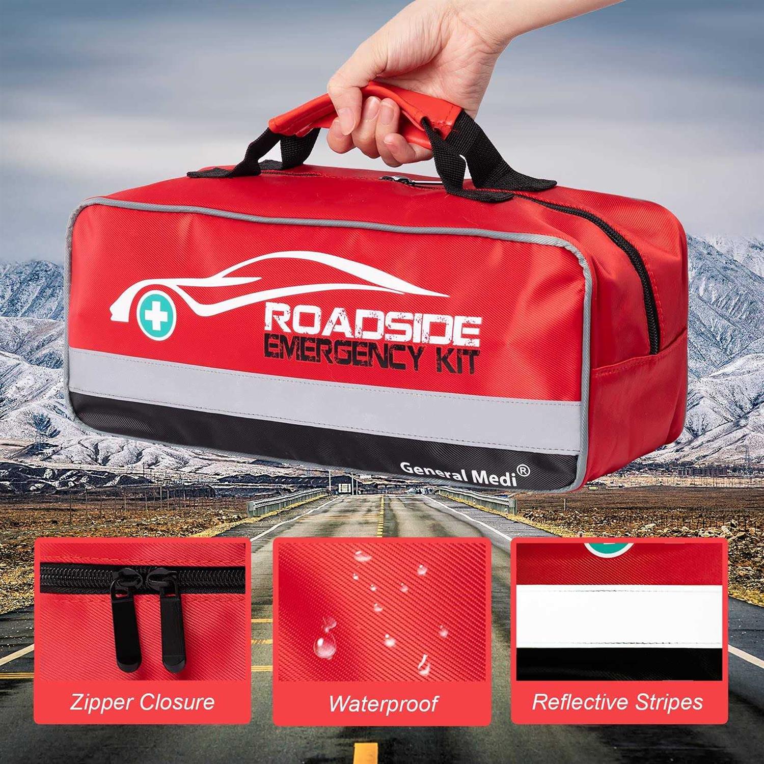 General Medi 127-pieces Roadside Car Emergency Kit Include Mini First Aid Kit