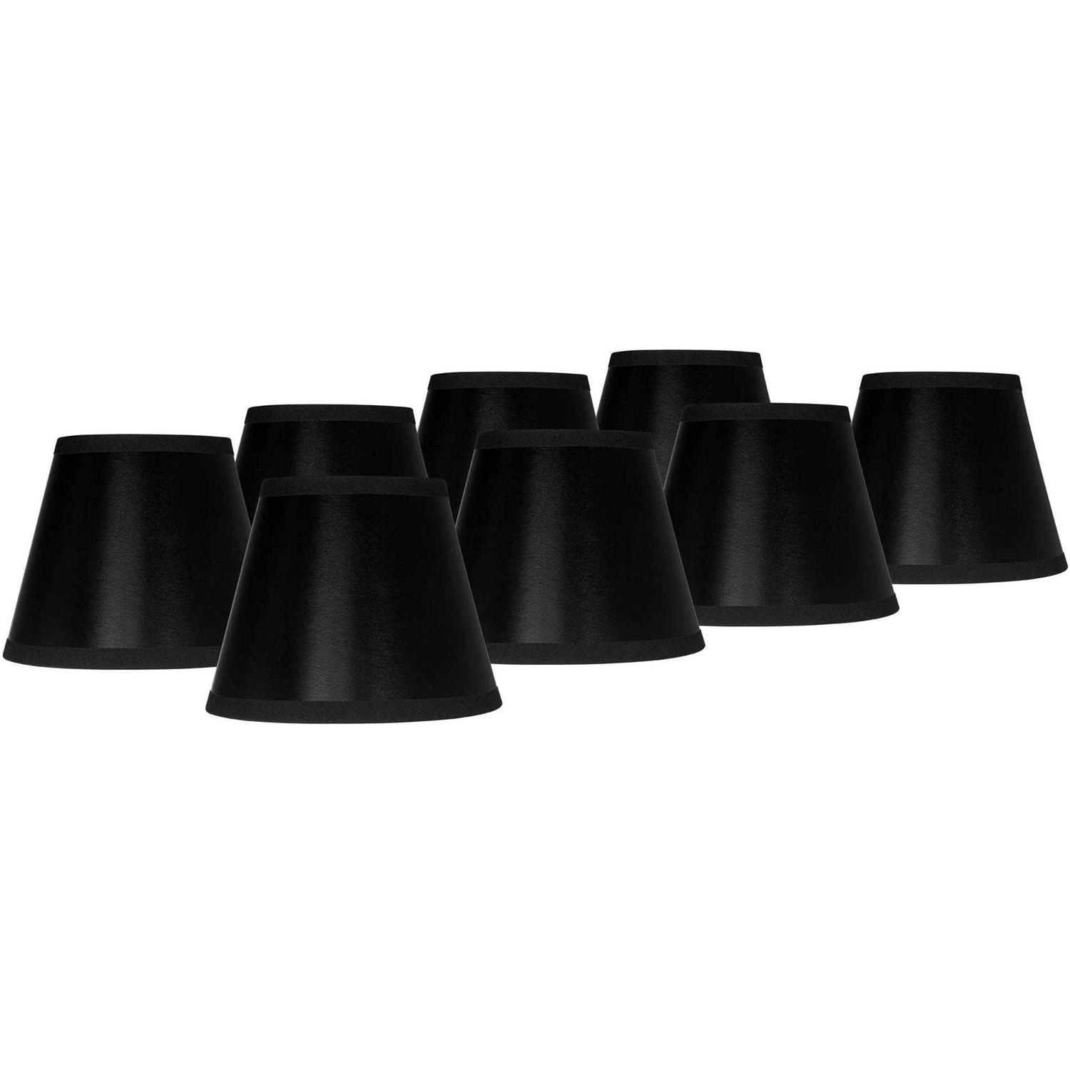 Springcrest Set Empire Chandelier Lamp Shades Black Paper Small 3 Top x 5 Bottom x 4 High Candelabra Clip-On Fitting