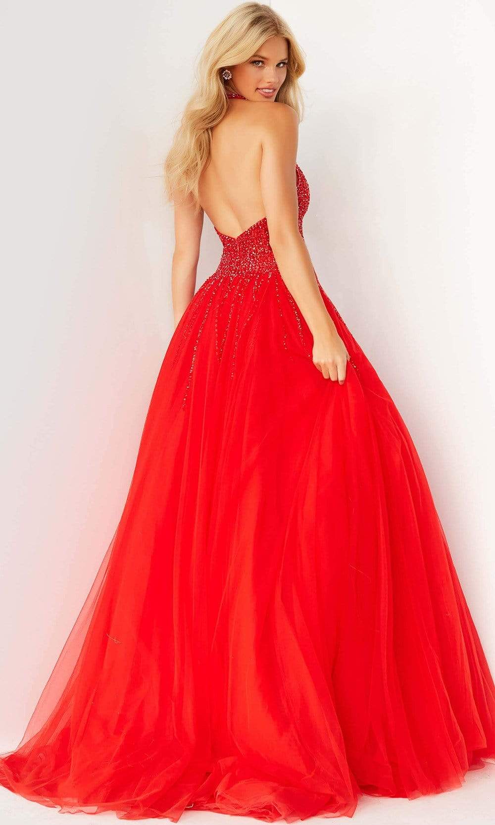 06598 Beaded Sleeveless Halter Ballgown