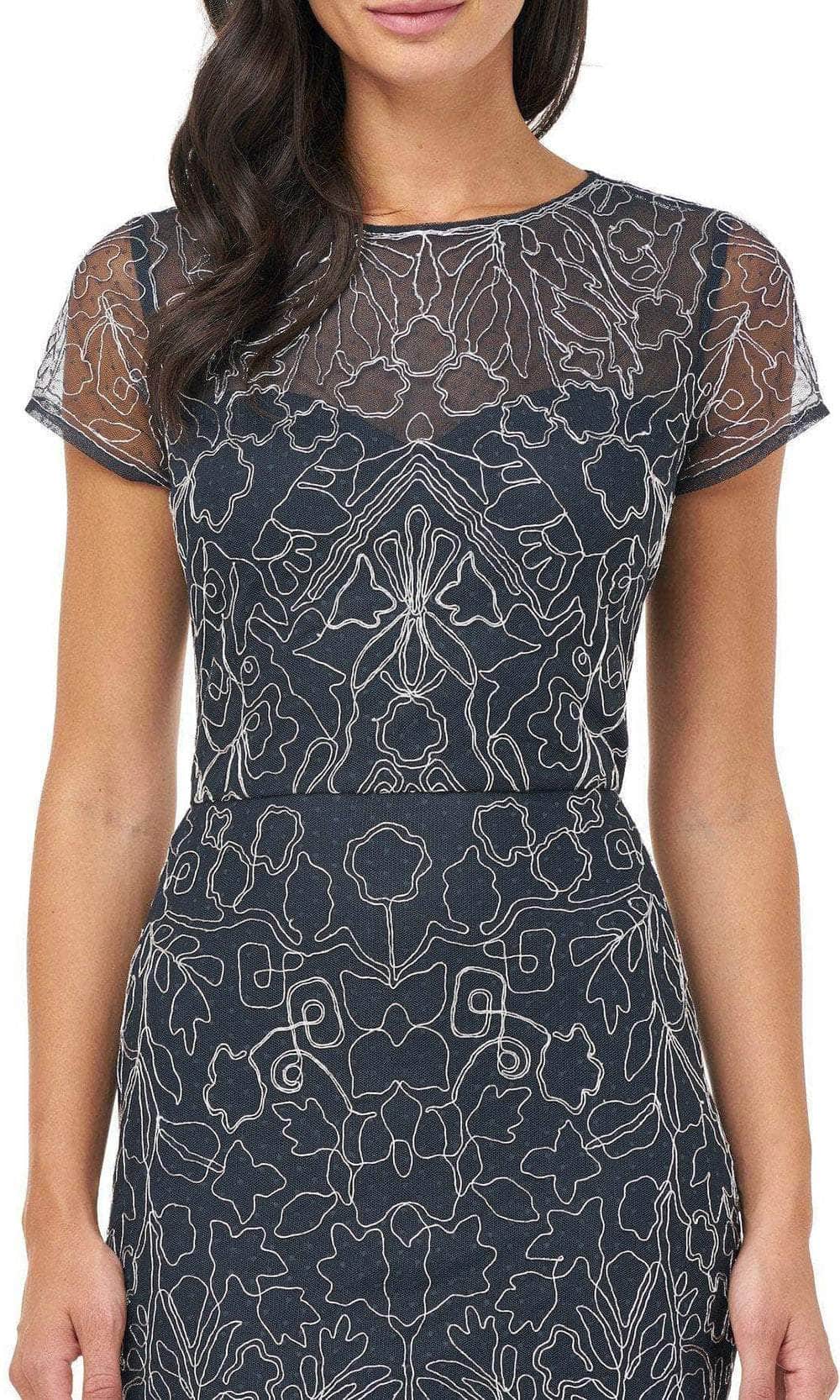 Illusion Neck Short Sleeved Embroidered Dress