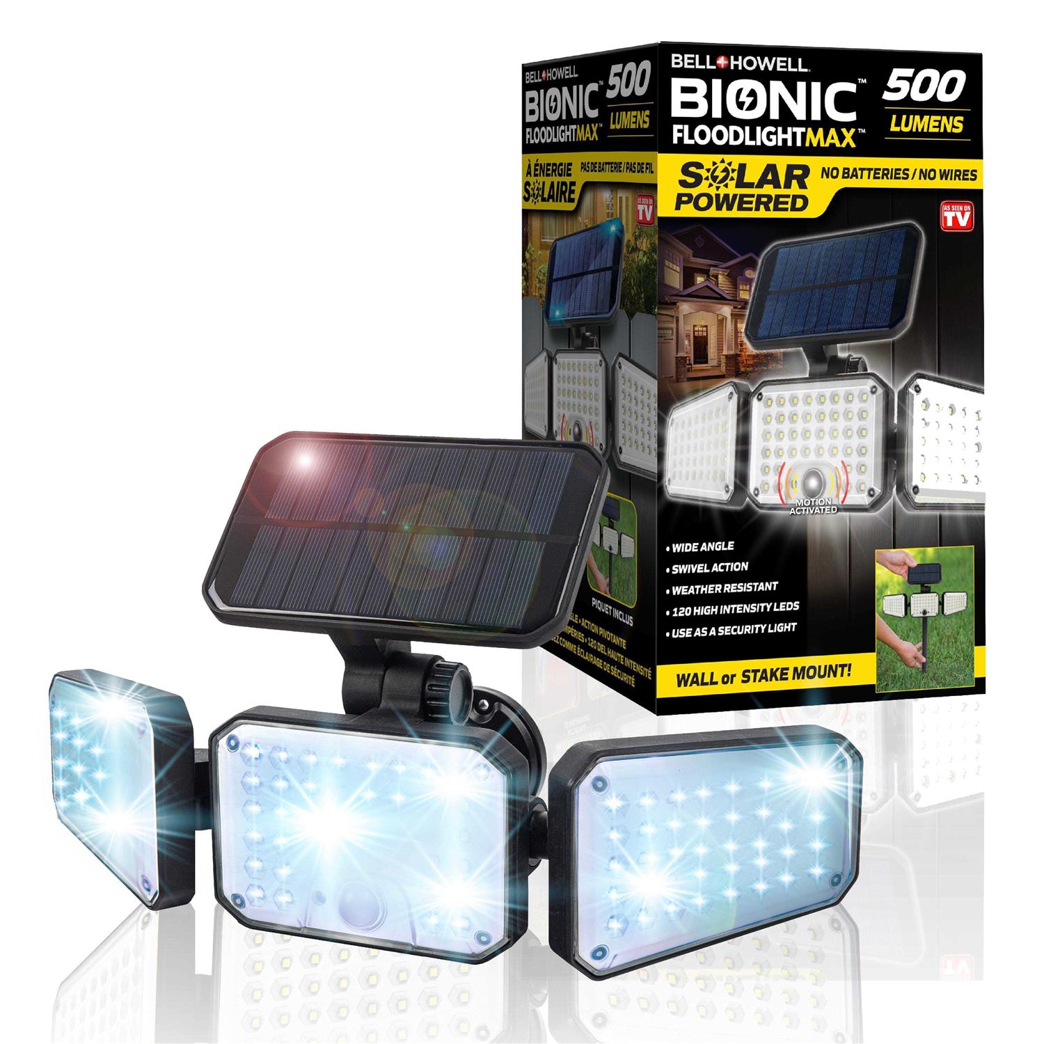 Bell and Howell Bionic Floodlight Max Solar LED Light Motion Activated