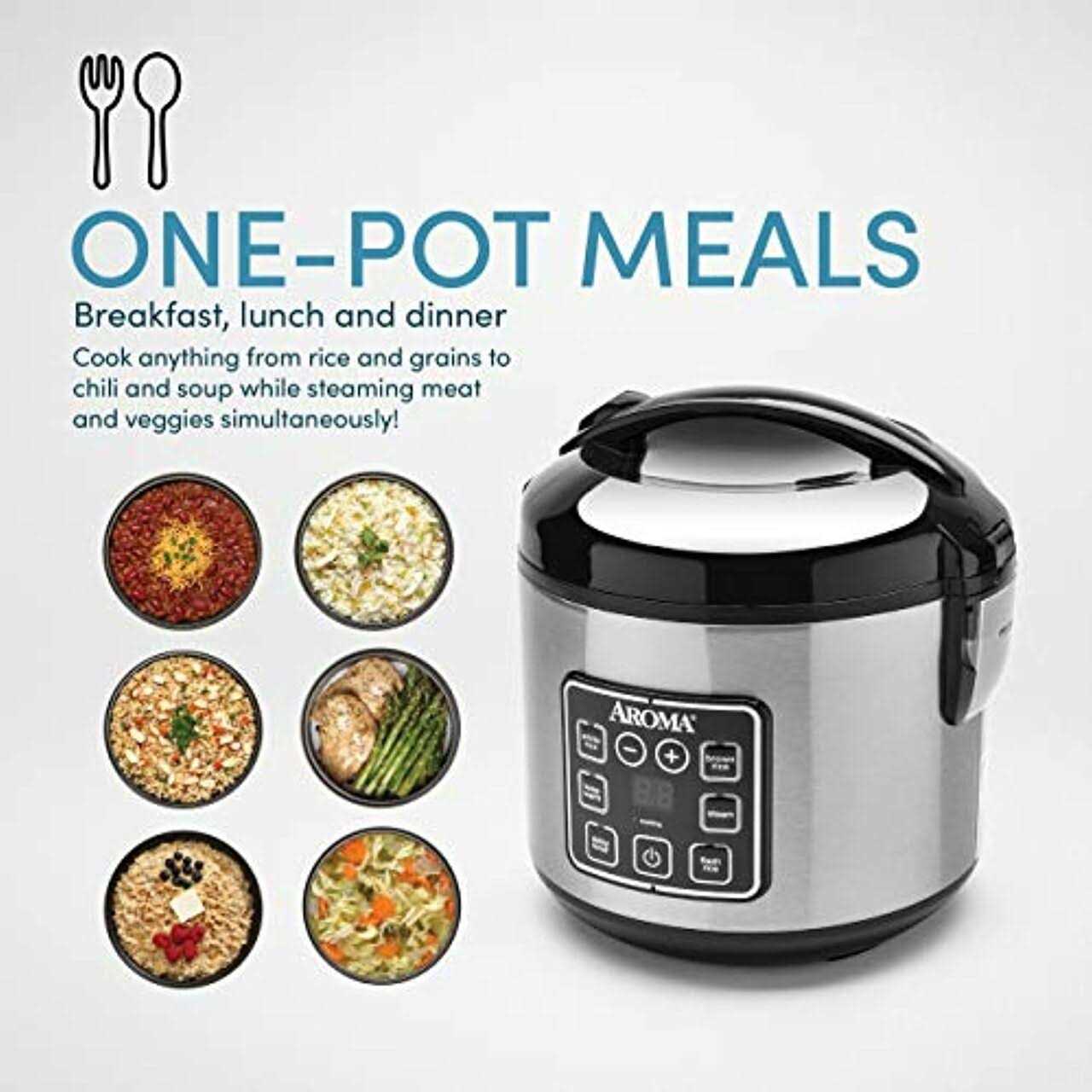 Aroma Housewares 2-8-Cups Digital Cool-Touch Rice Grain Cooker and Food Steamer