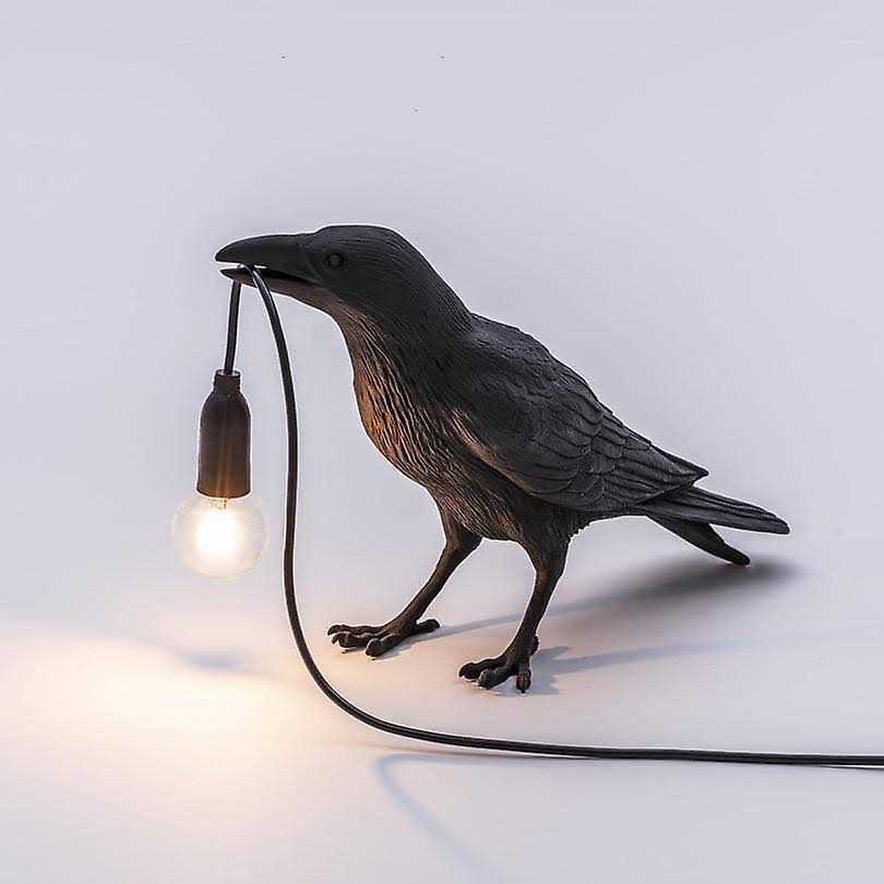 (Black A) Designer Bird Lamp LED Wall Lamp with Plug in Cord Living Room Bedside Lights