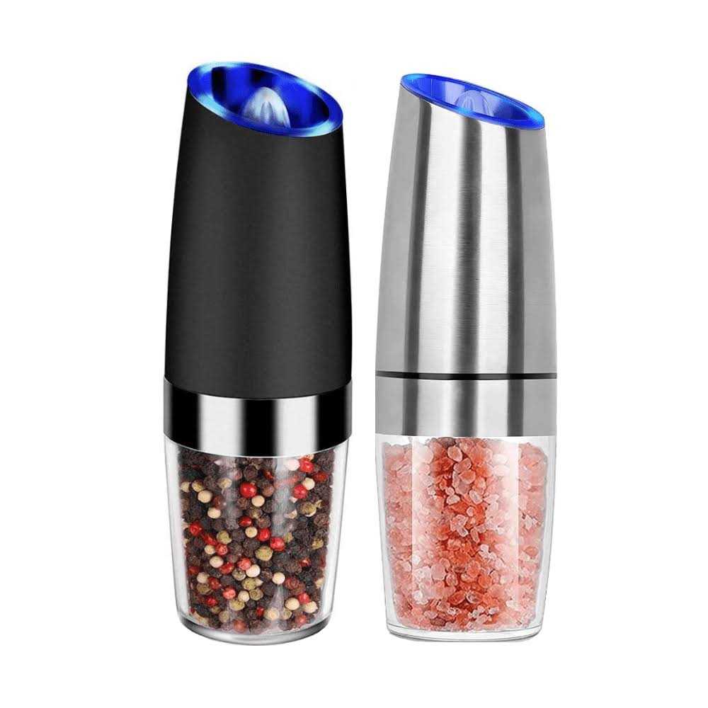 2 Pcs Electric Salt and Pepper Grinder Set Battery Operated One Hand Automatic Operation
