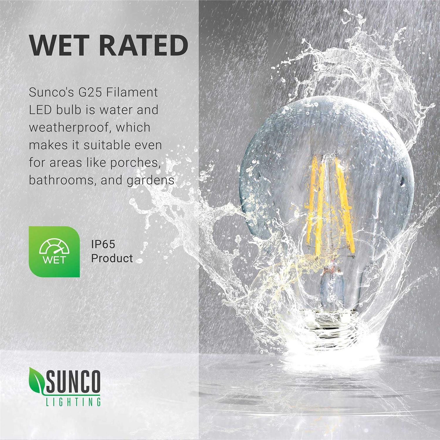 Sunco Lighting Sunco 10 Pack G25 Globe Light Bulbs LED Edison Vanity Light Bulbs for Bathroom