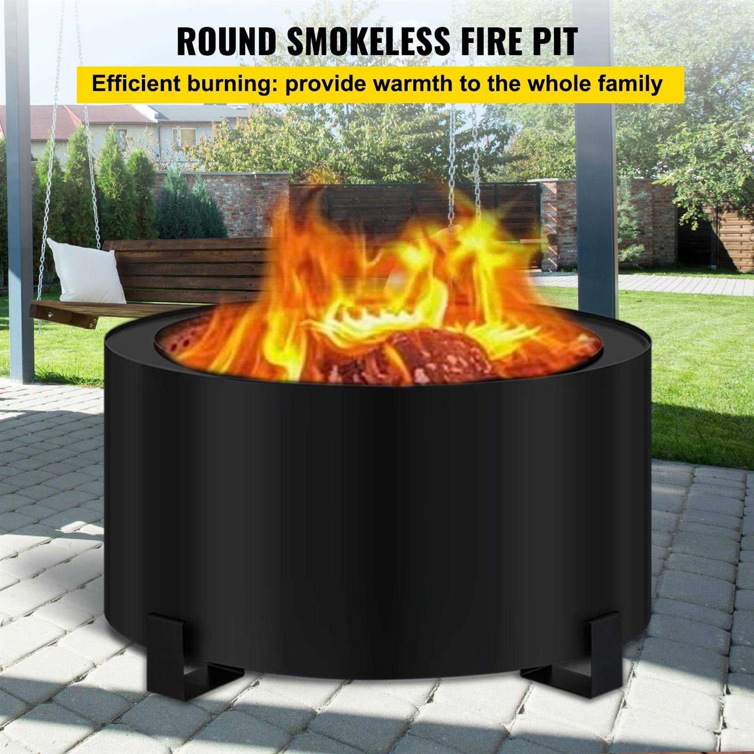 VEVOR Stove Bonfire Carbon Steel Smokeless Fire Pit 23.6-inch Diameter Stove Bonfire Fire Pit Double Wall Design Smokeless Fire Bowl Portable Wood