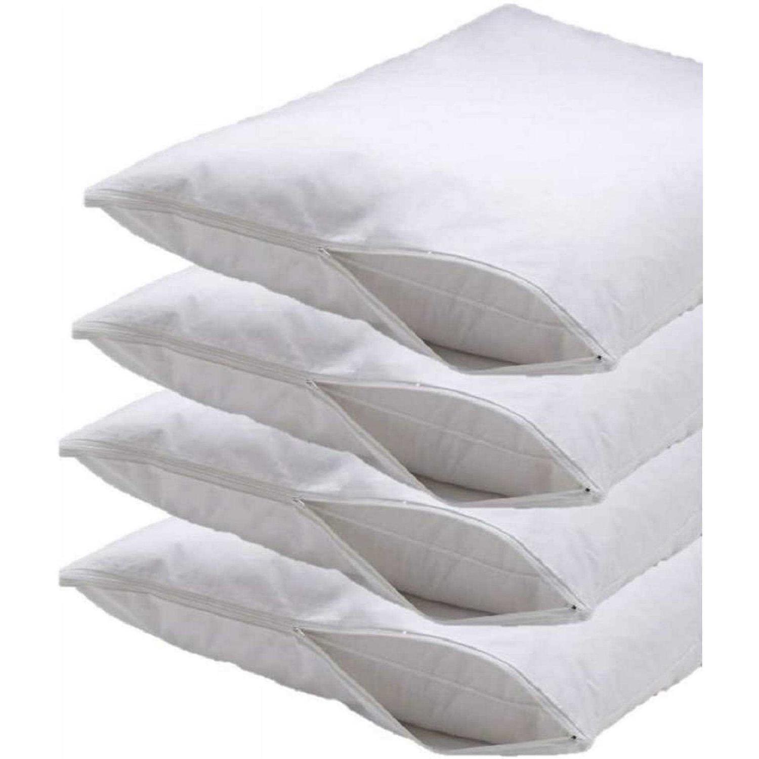 4 Pack Deluxe Zippered Vinyl Pillow Covers Waterproof Protectors for Longer Lasting Pillows. Standard Size 21×27. Ideal for Home