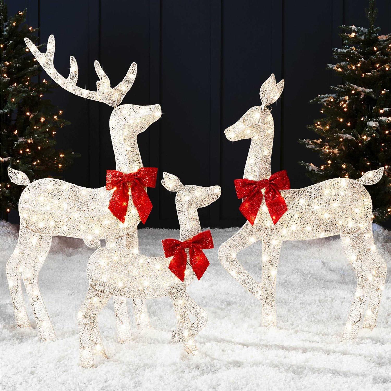 Best Choice Products 4ft 3-Piece Lighted 2D Christmas Deer Set Outdoor Yard Decoration w/ 175 LED Lights