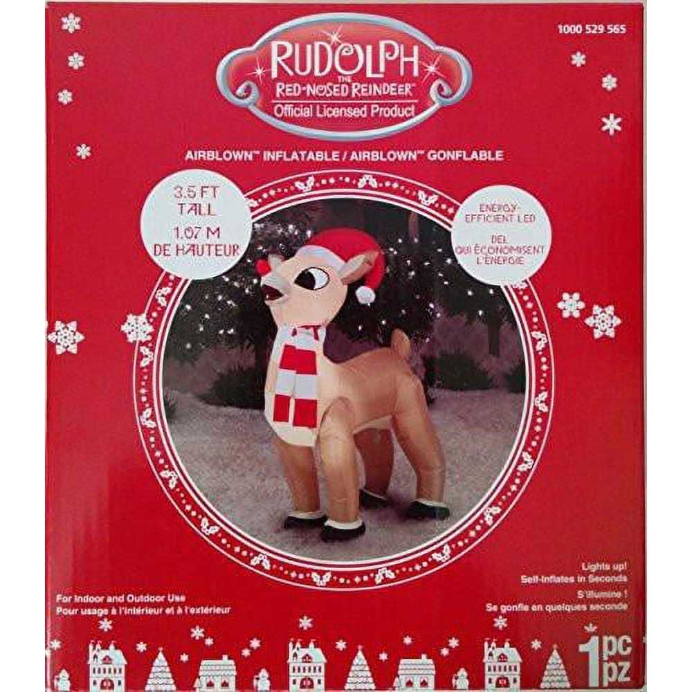 Airblown Standing Rudolph W Santa Hat & Scarf Iatable Gemmy Industries