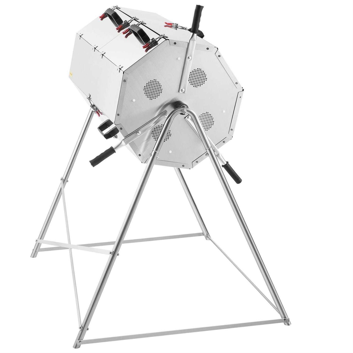 VEVOR Compost Tumbler Rustproof Stainless Steel Dual-Chamber Garden Composter Heavy-Duty All-Season Outdoor Compost Bin