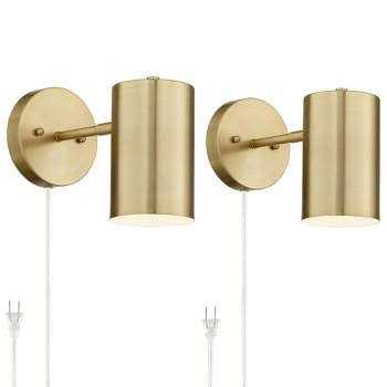360 Lighting Carla Modern Wall Polished Brass Plug-in 5 Light Fixture Cylinder Down Shade for Bedroom Reading Living Room
