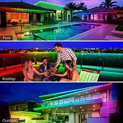 AILBTON outdoor led strip lights waterproof IP68 outside led light strips waterproof with bluetooth app remote,Music Sync RGB