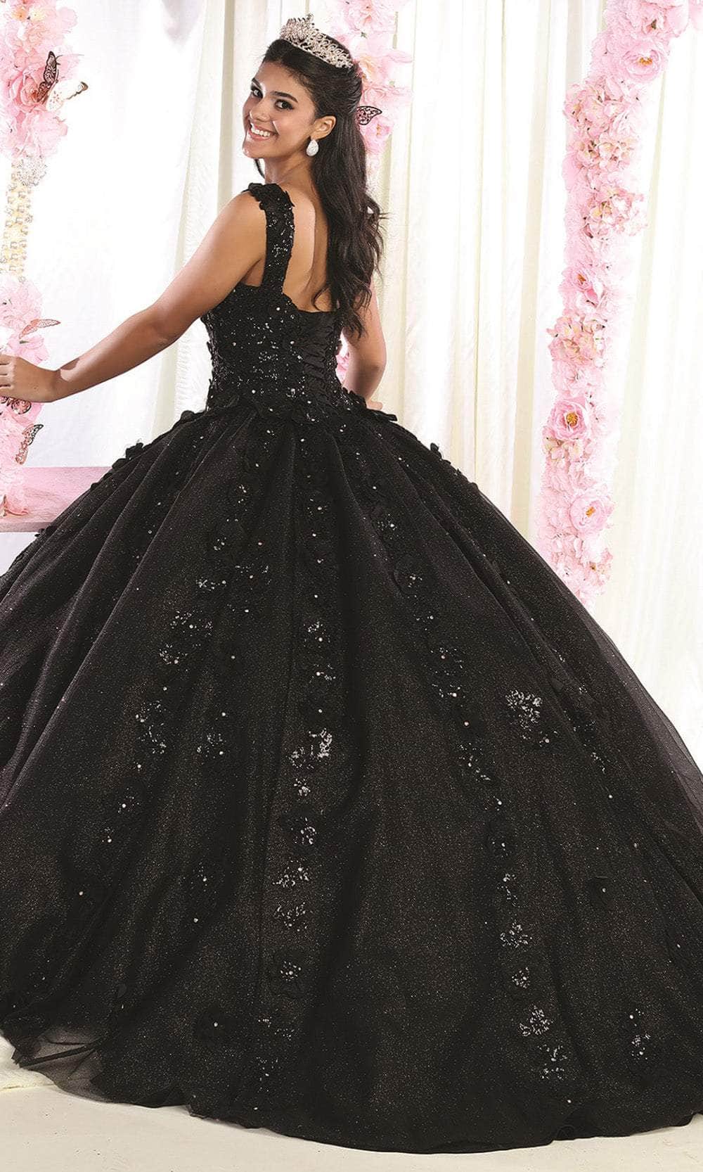 Wide Strap Floral Glitter Ballgown