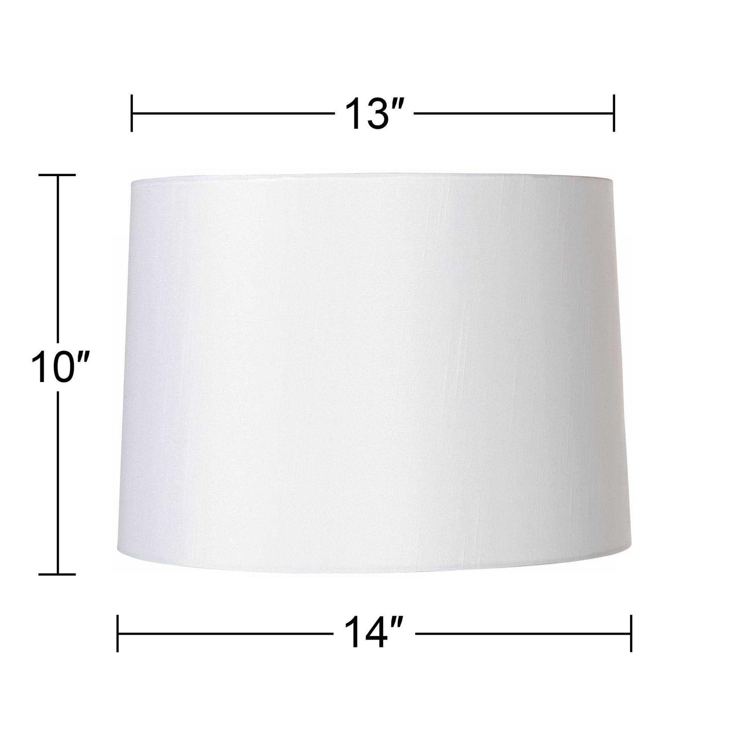 Springcrest Set of 2 Drum Lamp Shades White Fabric Medium 13 Top x 14 Bottom x 10 High Spider Replacement Harp and Finial Fitting
