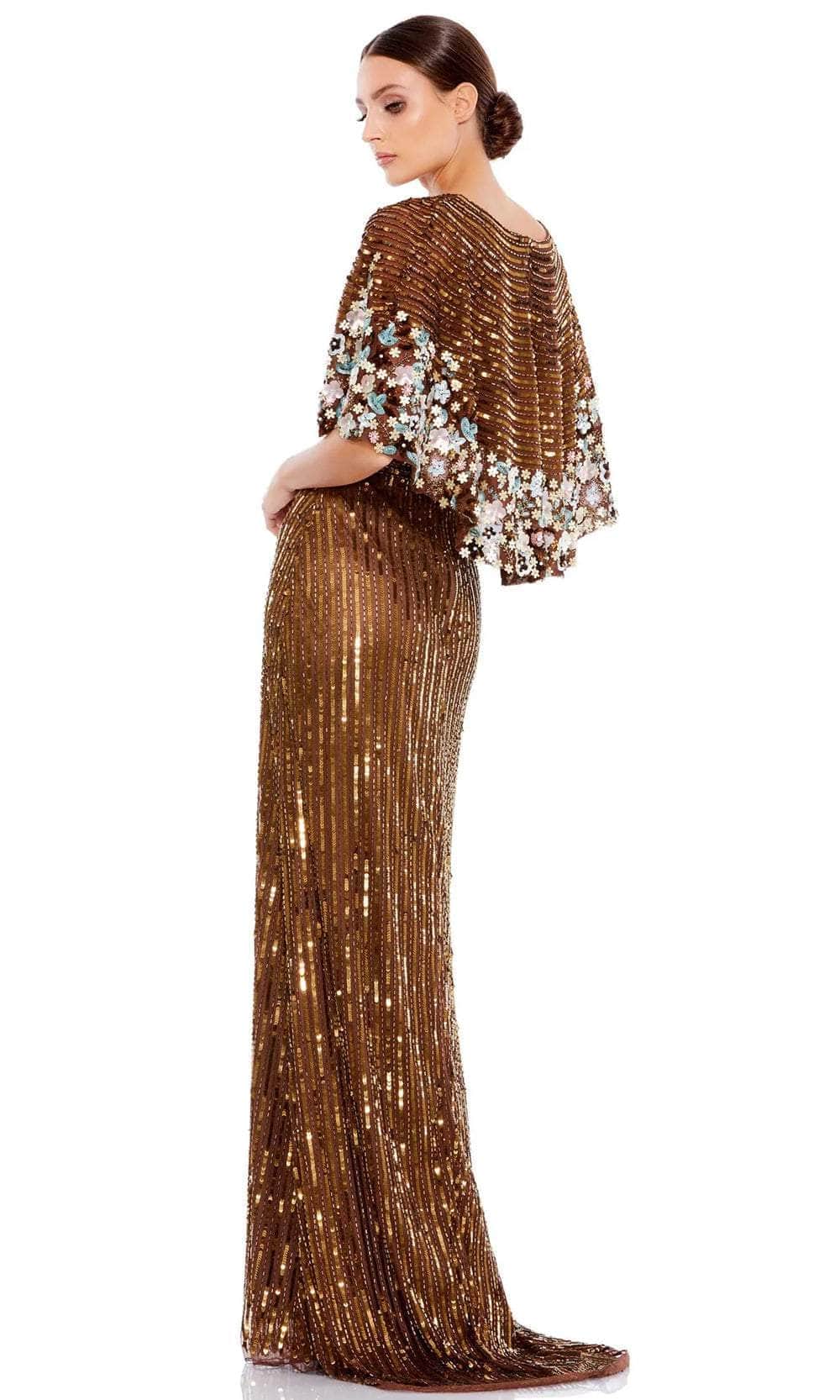 Cape Sleeve Sequined Prom Dress