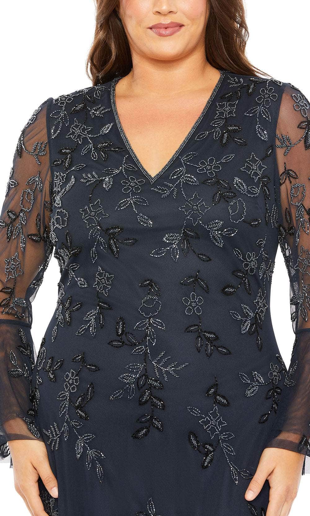 Flutter Long Sleeve Embellished Evening Dress