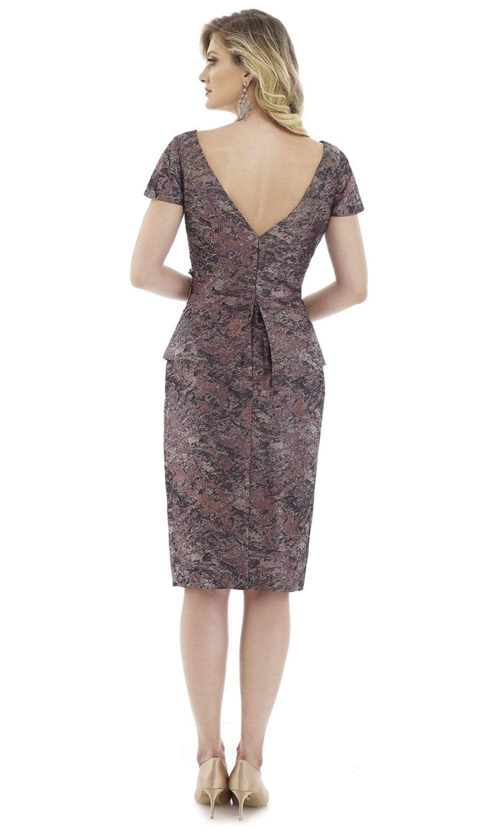 20103 Sleeves V-Neck Peplum Sheath Dress