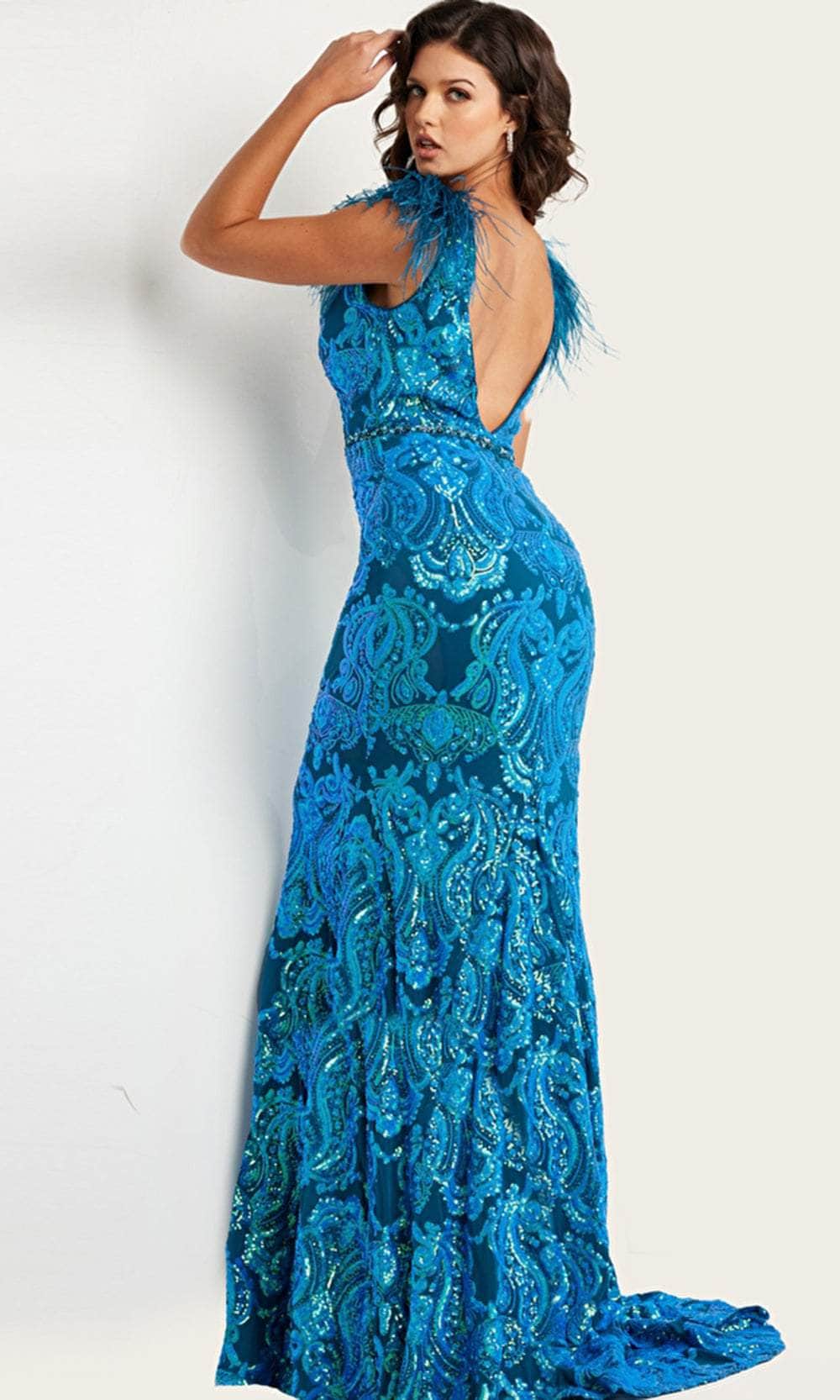 Feather Sequined Long Gown