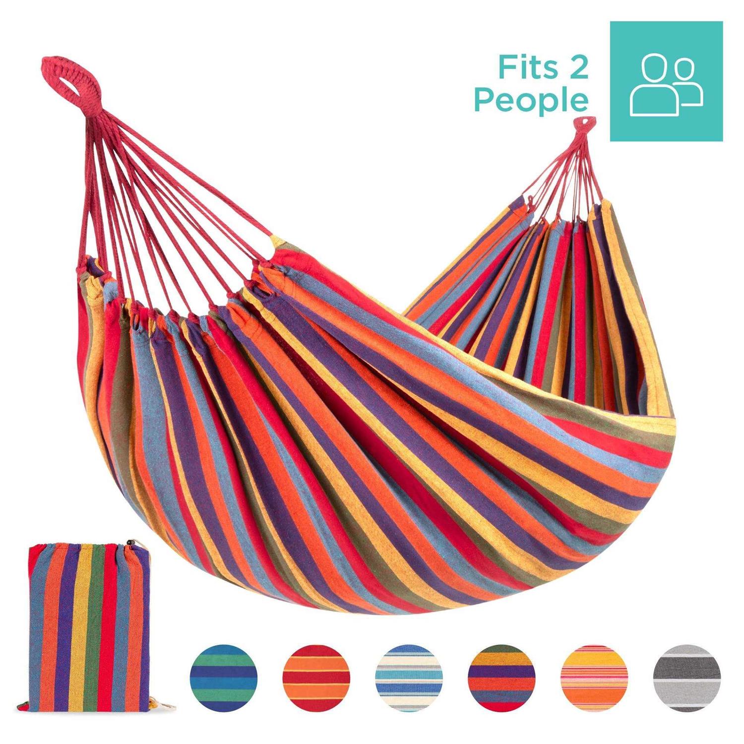 Best Choice Products 2-Person Brazilian-Style Cotton Double Hammock Bed w/ Portable Carrying Bag