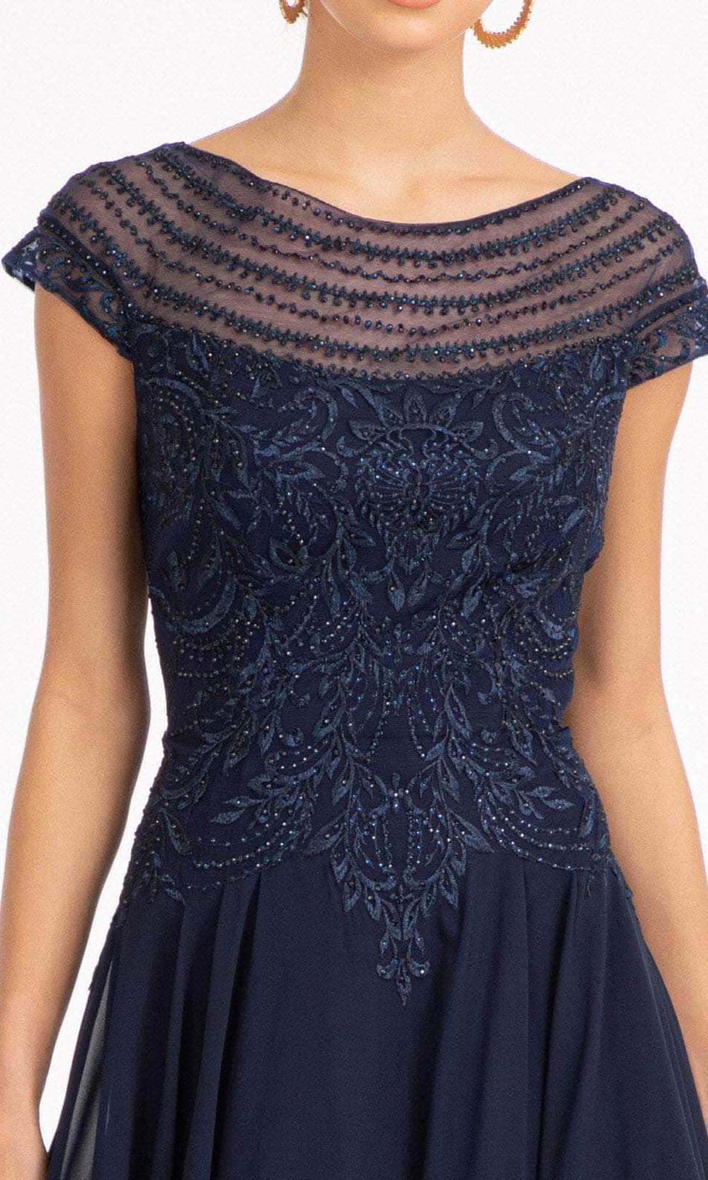 Embroidered Scoop Formal Gown