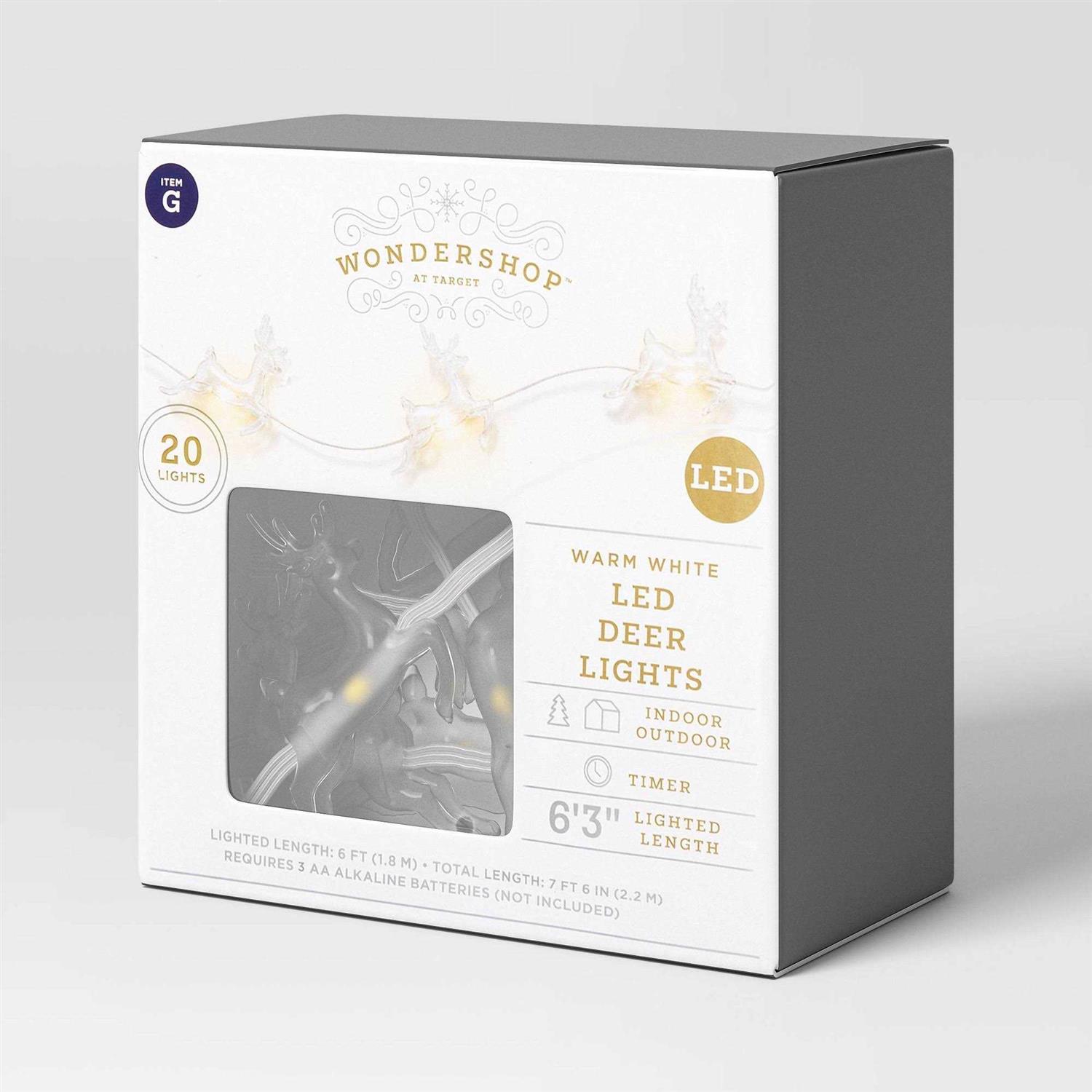 Wondershop 20ct LED Battery Operated Deer Christmas Novelty String Lights Warm White Clear Wire