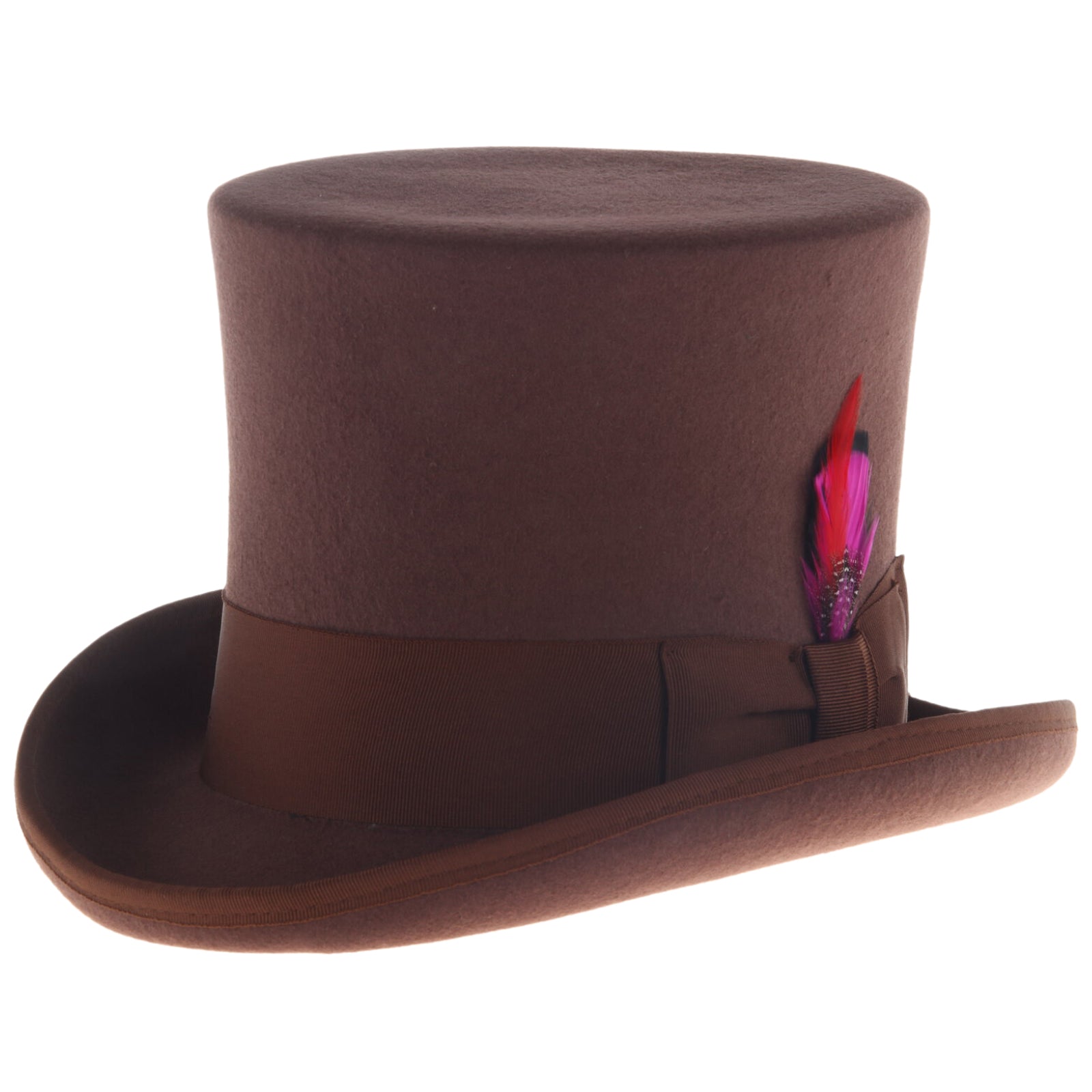 Men’s Tall 100% Wool Dress Top Hat in Brown