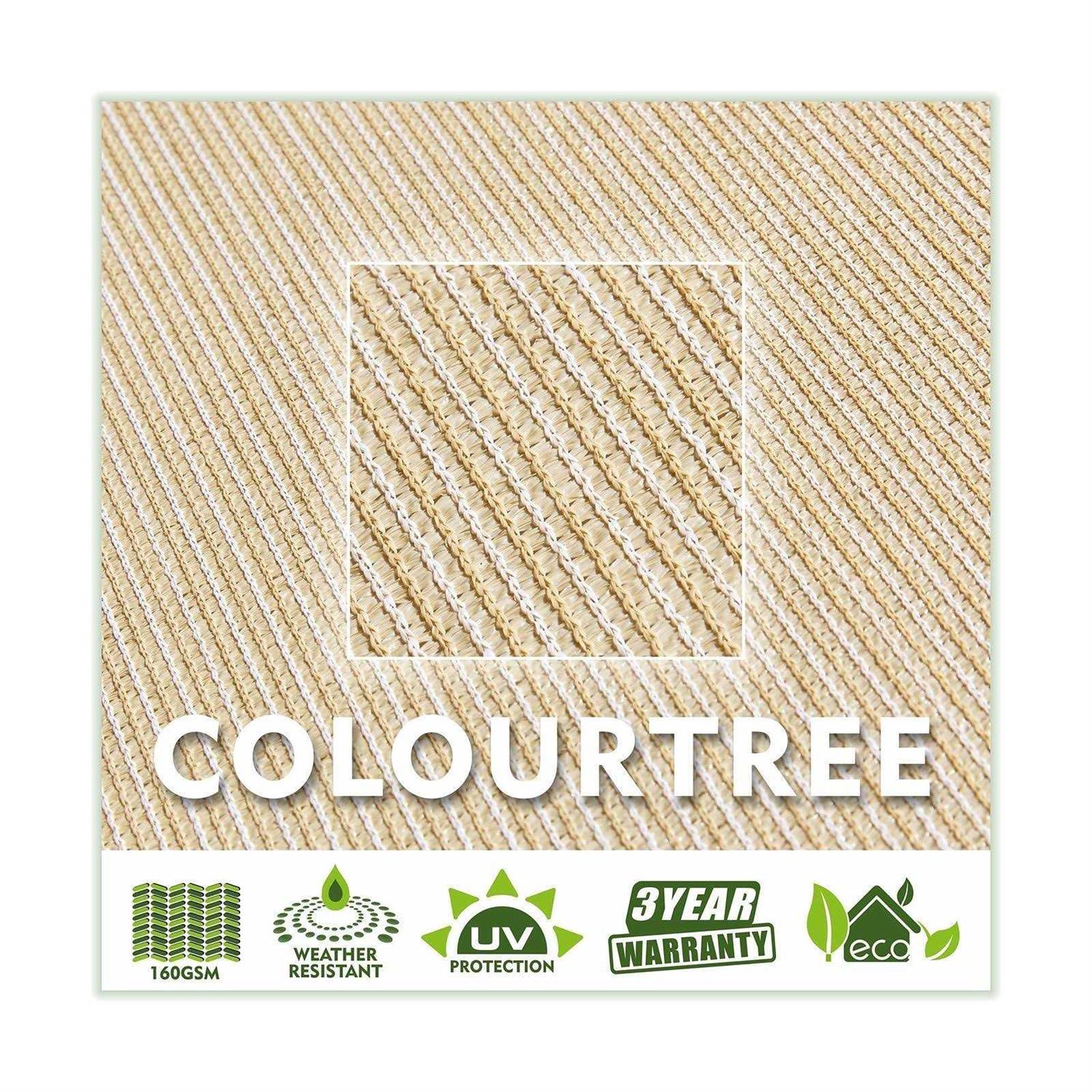 ColourTree 190 GSM Triangle Sun Shade Sail Screen Canopy Outdoor Patio and Pergola Cover