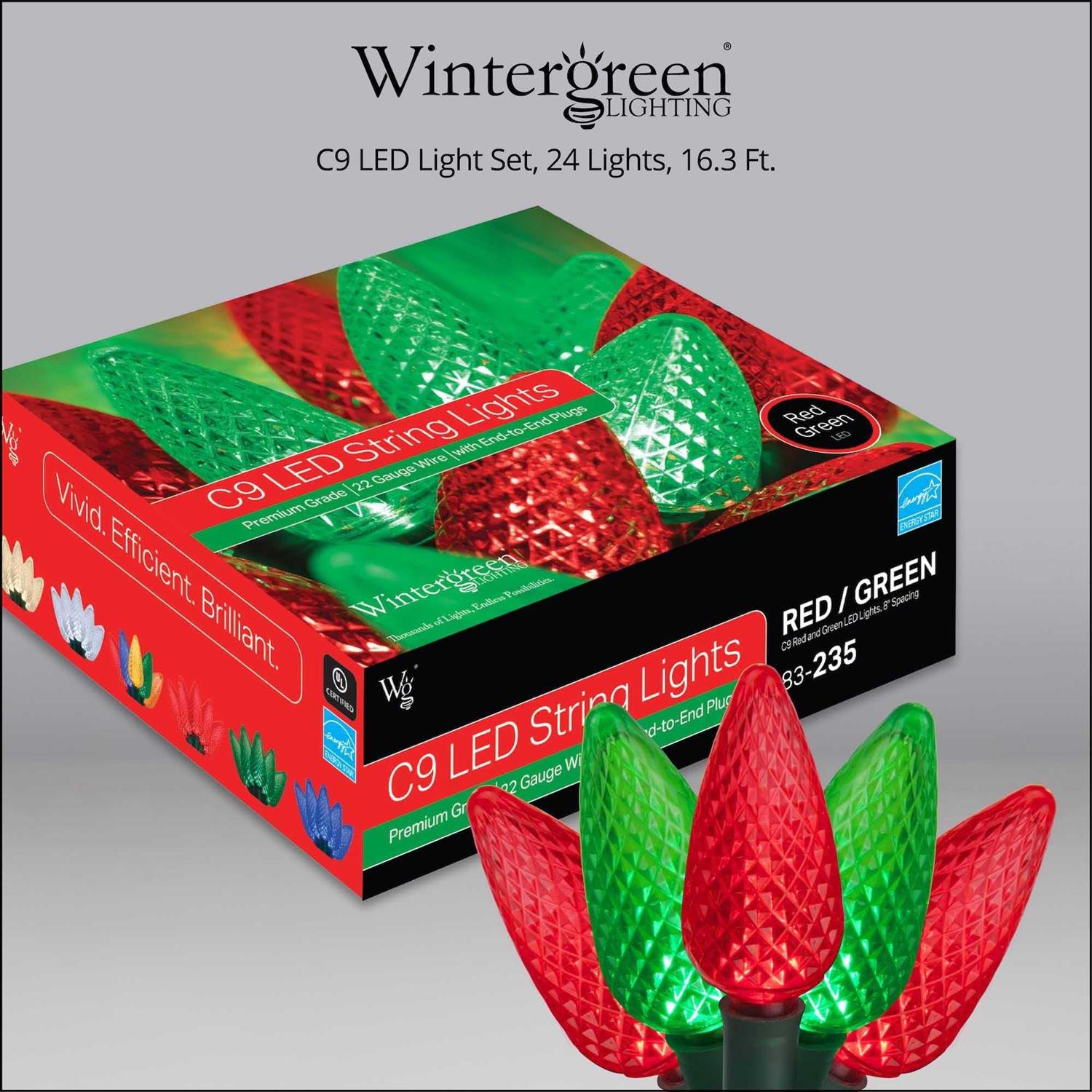Wintergreen Lighting 24 C9 Red White LED Christmas Lights