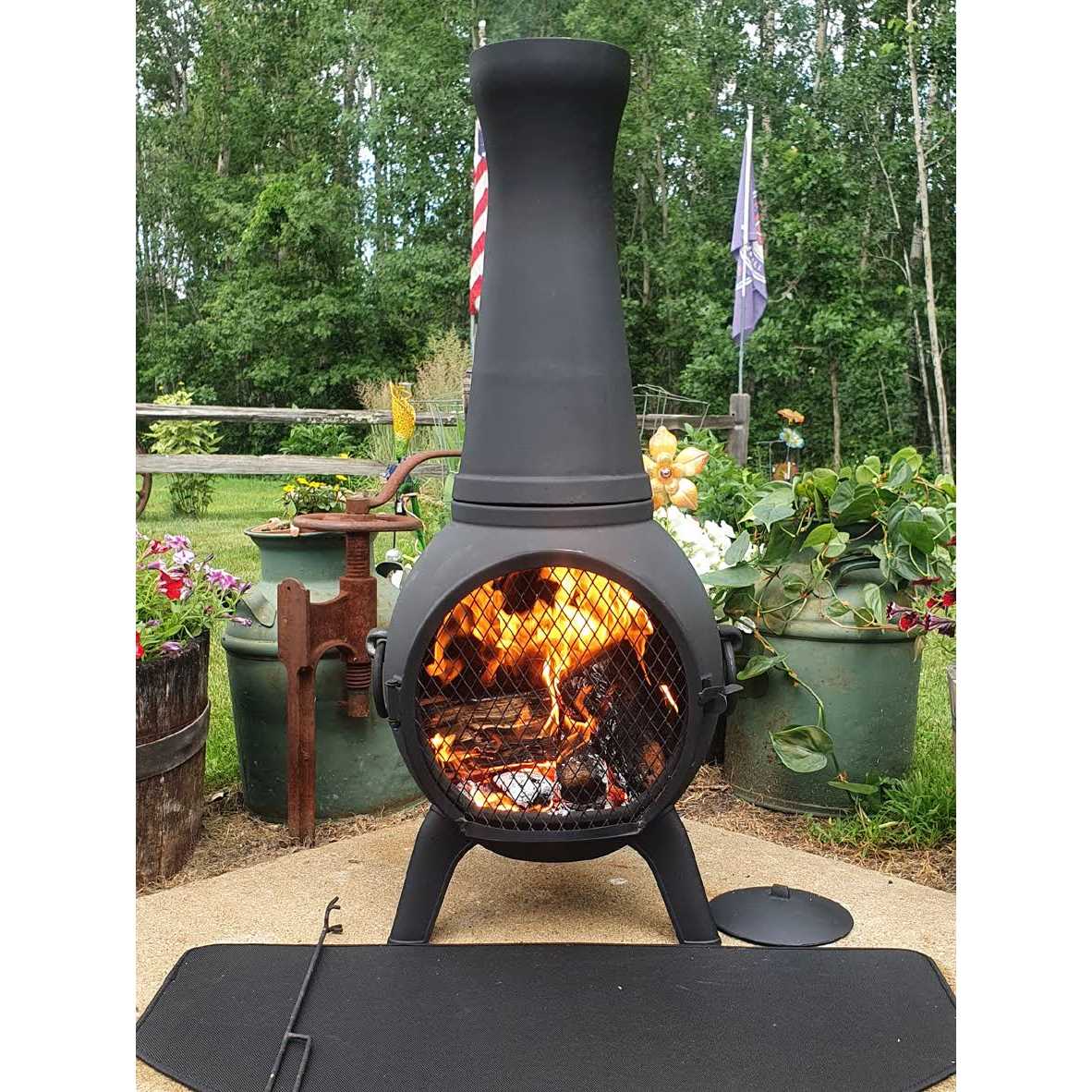 The Blue Rooster Prairie Fire Chiminea Outdoor Fireplace