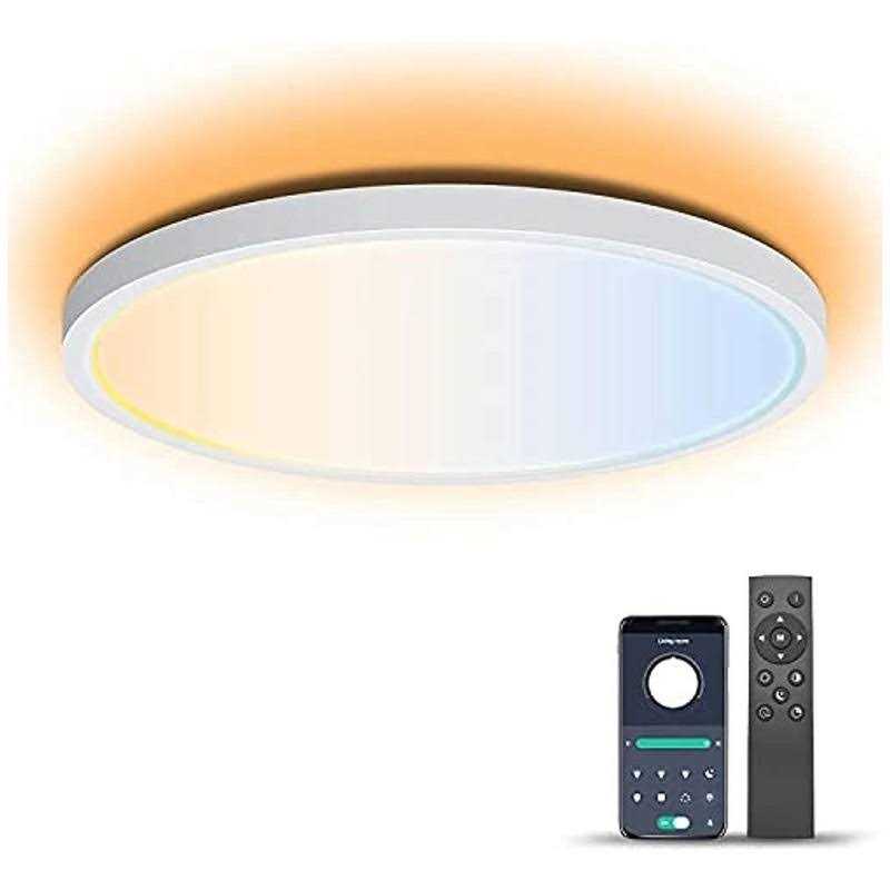 Aphyni LED ceiling Light with Remote Control 2400LM Brighter,IP44 Waterproof,APP Control 24W 12inch 3000K-6500K Dimmable,Ultra-Thin with Night Light