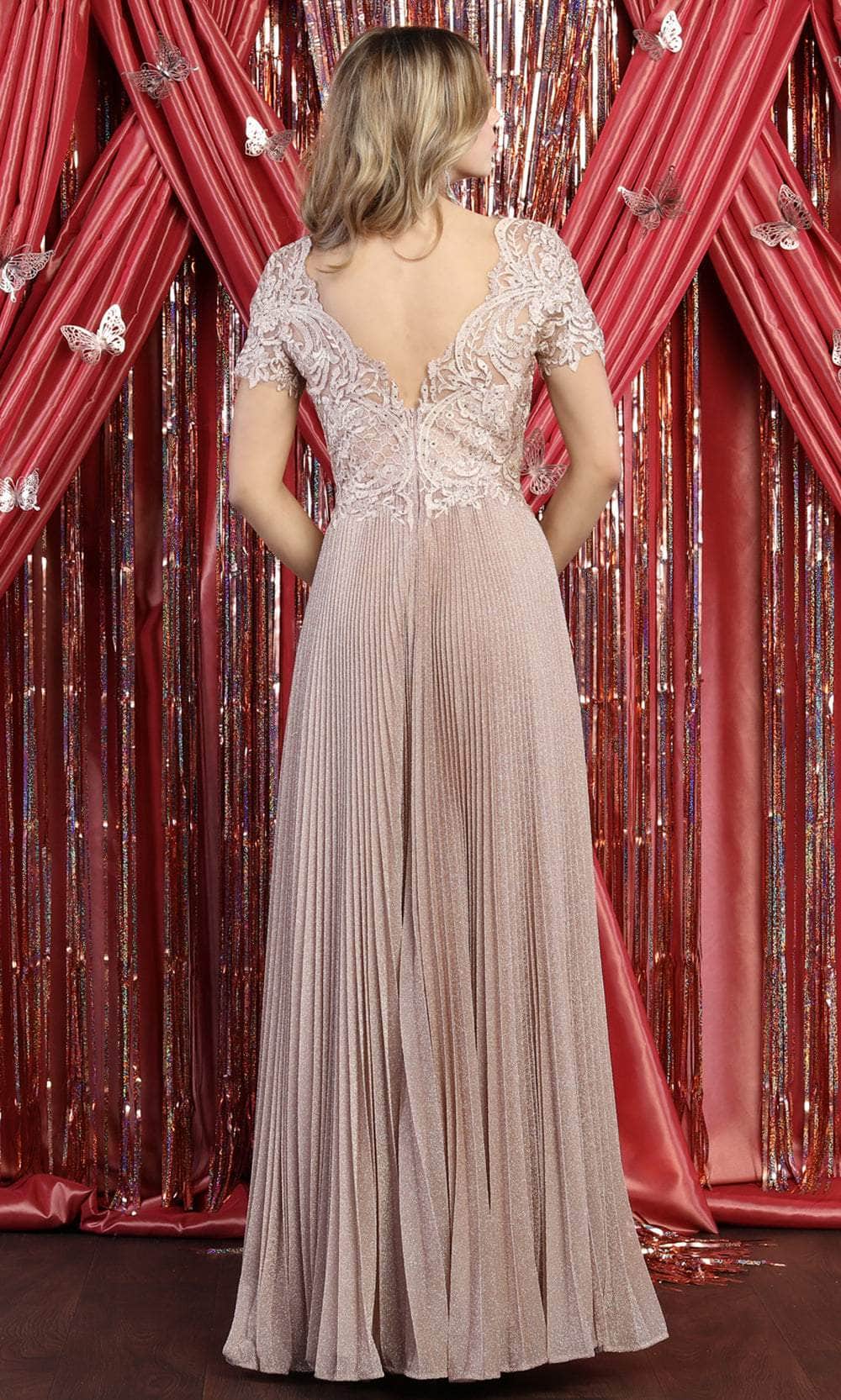 Scallop Modest Pleated A-line Gown