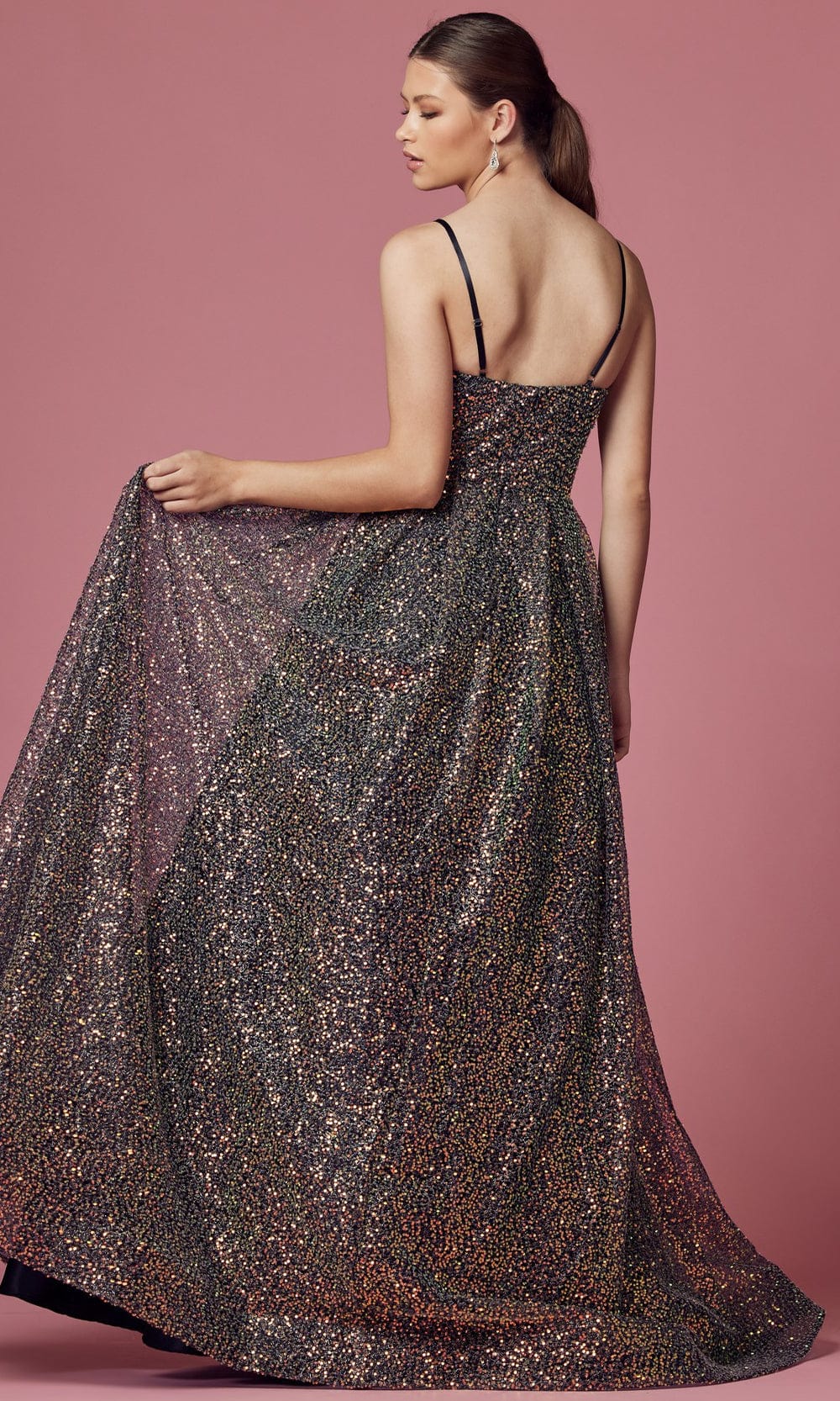 V-Neck Sequin Evening Gown