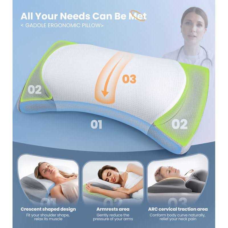 8X Support Side Sleeping Pillow for Neck Pain Relief Adjustable Cervical Pillow Fit Shoulder Perfectly