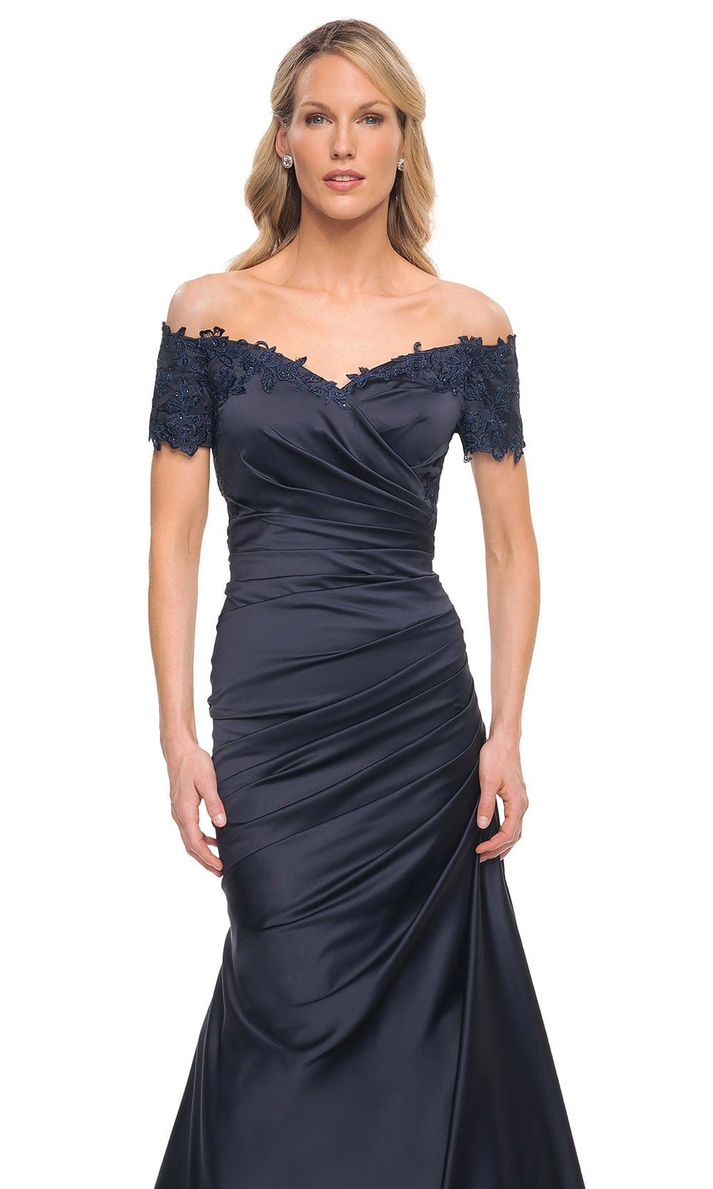 Satin Lace Pleated Mother of the Groom Gown
