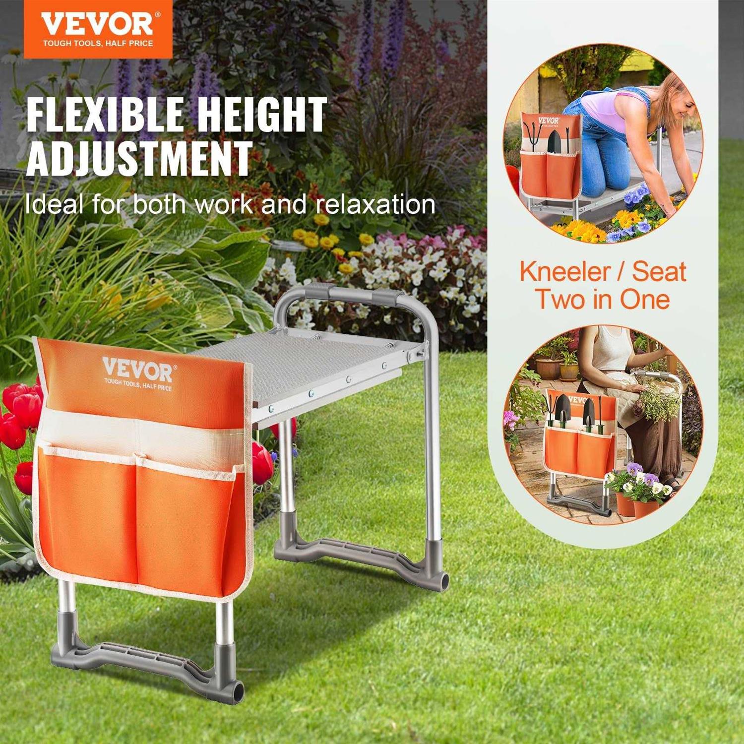 VEVOR Folding Garden Kneeler and Seat 330 lbs. Load Capacity