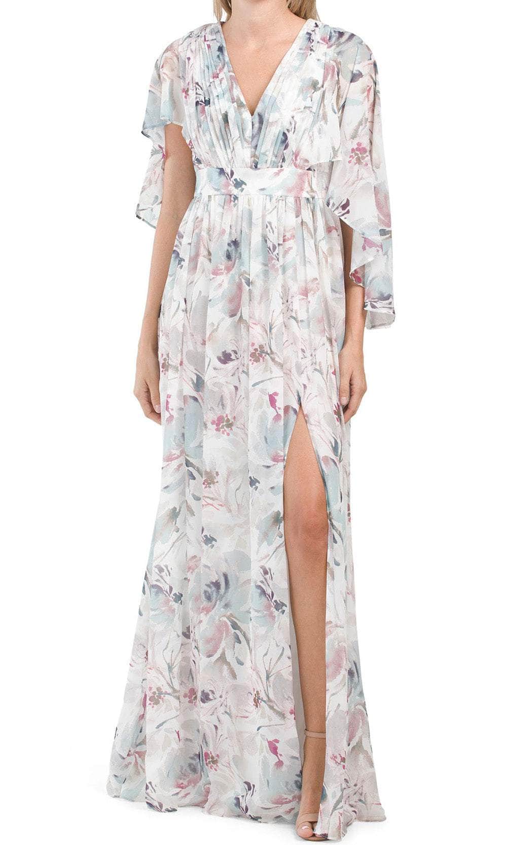 Cape Sleeve V-Neck Dress