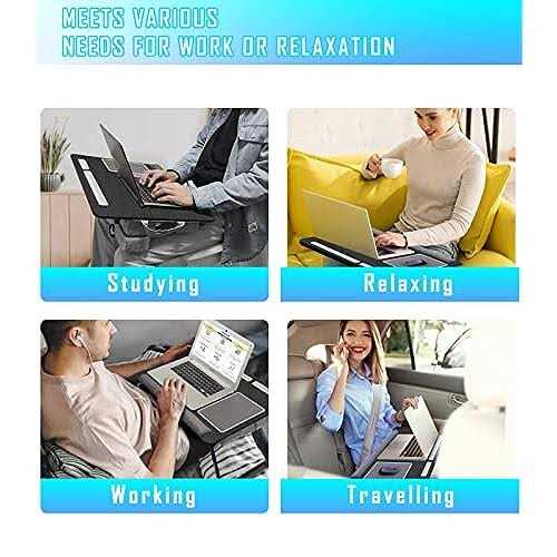 qudodo Lap Laptop Desk-fits Up to 17inch Foldable Laptop Bed Tray Table with Adjustable Dual cushion,wrist Rest & Mouse pad,portable