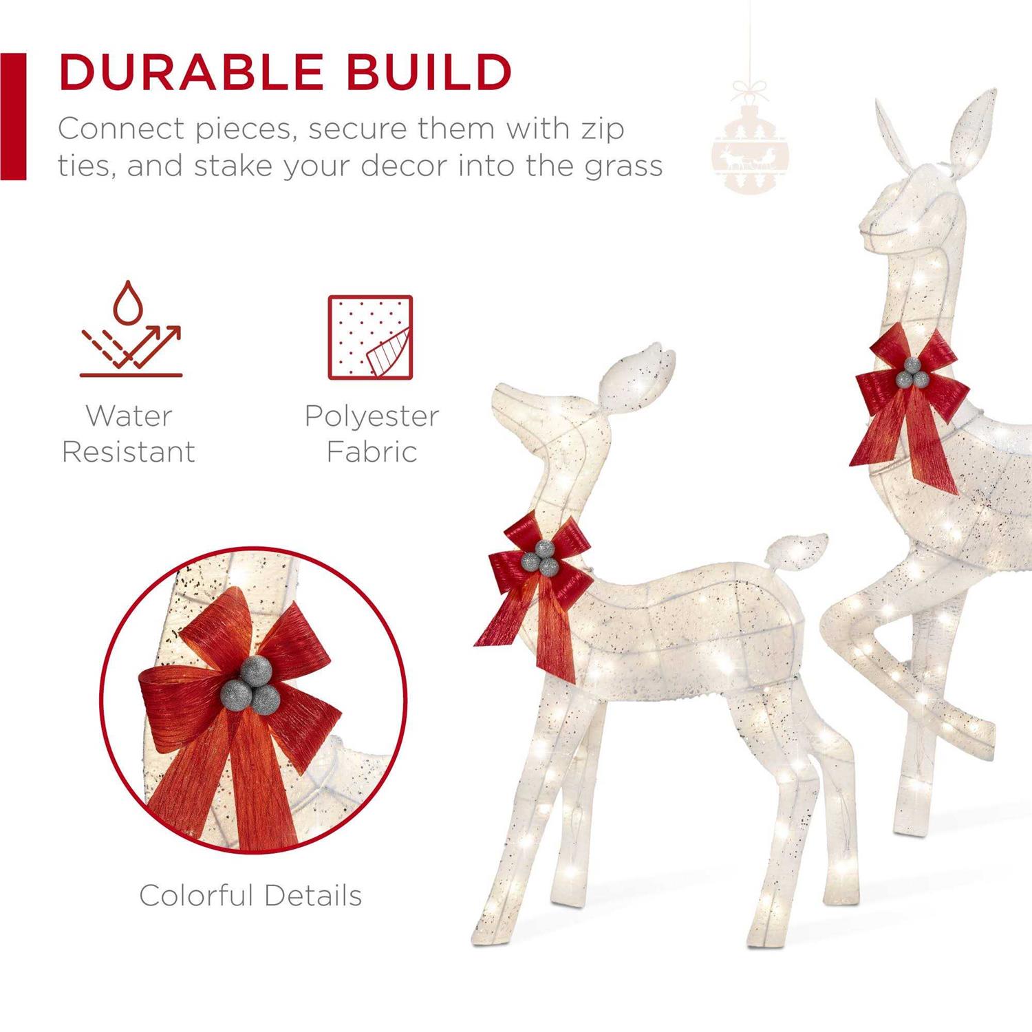 Best Choice Products 3-Piece Lighted Christmas Deer Set Outdoor Yard Decoration with 360 LED Lights