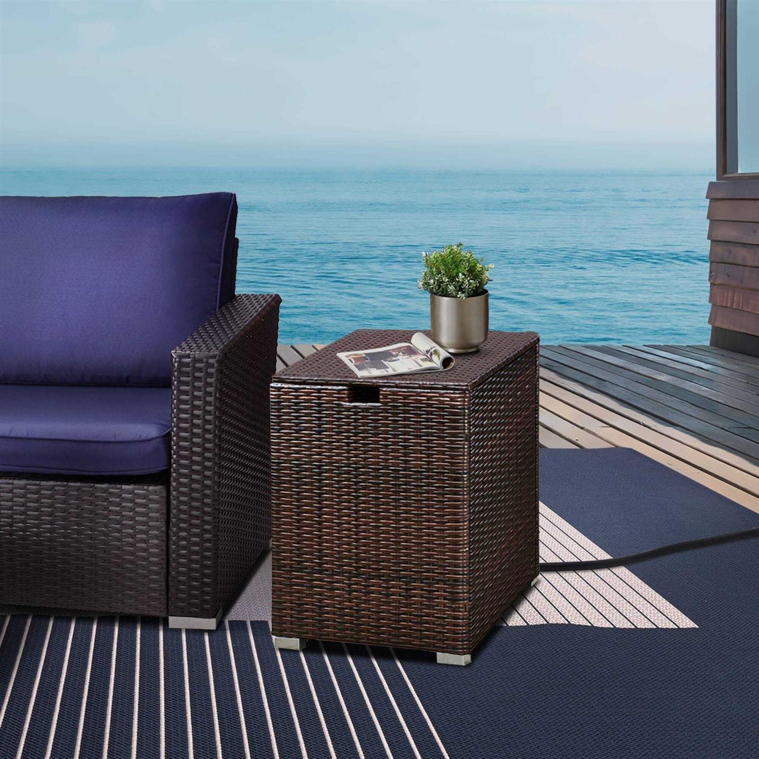 Teamson Home Gas Tank Wicker Cover Table 20 LB Propane Tanks