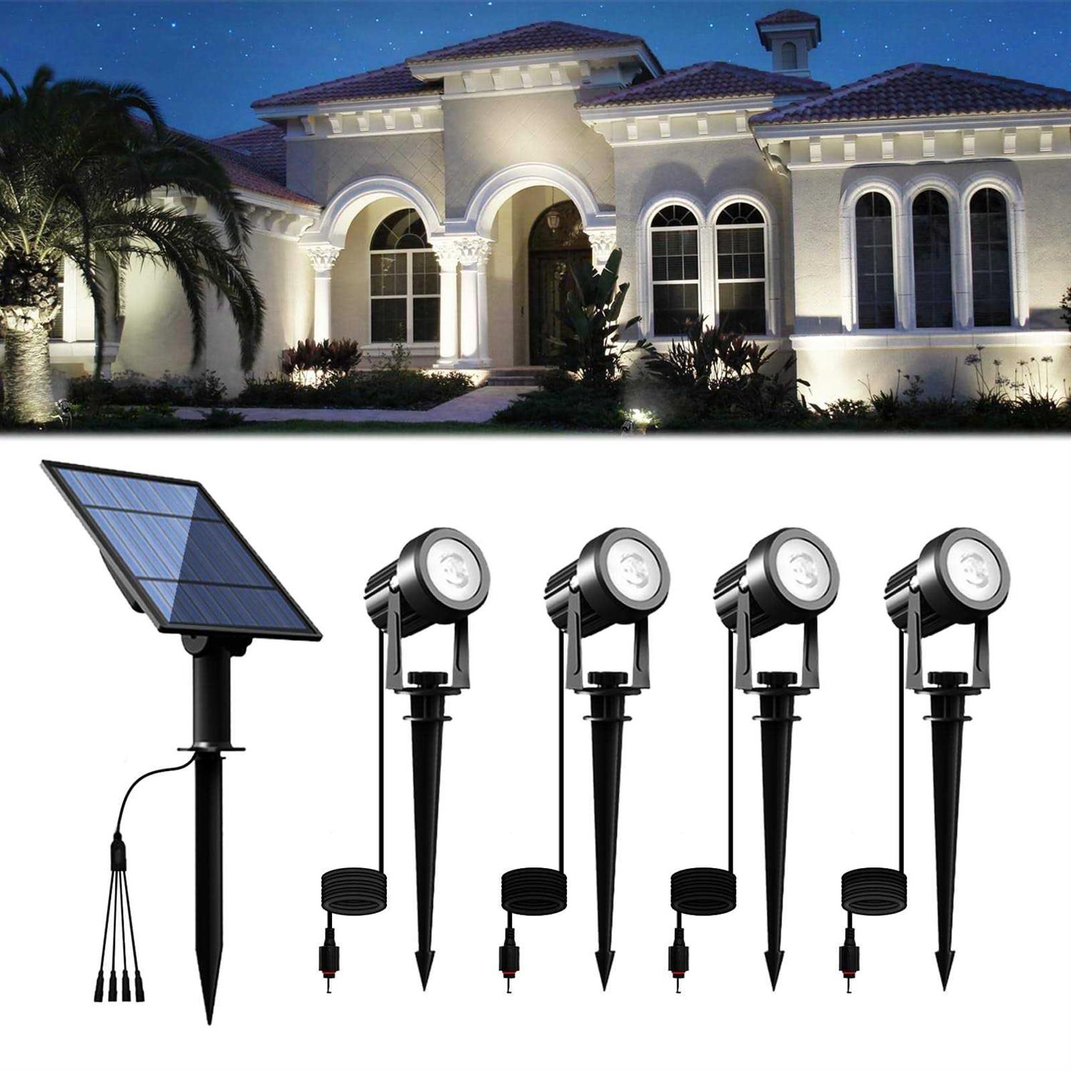 APONUO Solar Spot Lights Outdoor 4-in-1 Solar Landscape Lighting Dusk to Dawn Solar Uplights IP65 Waterproof 9.8ft Cable Outdoor Spot Lights