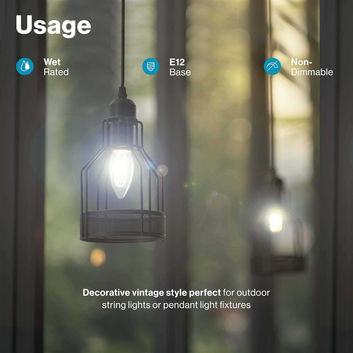 Sunco Lighting Sunco Dusk to Dawn Light Bulb Outdoor Candelabra LED B11