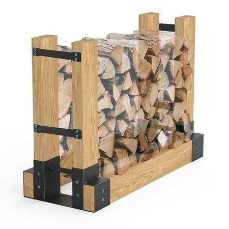 Tramull Outdoor Firewood Log Rack Bracket Kit Fireplace Wood Storage Holder