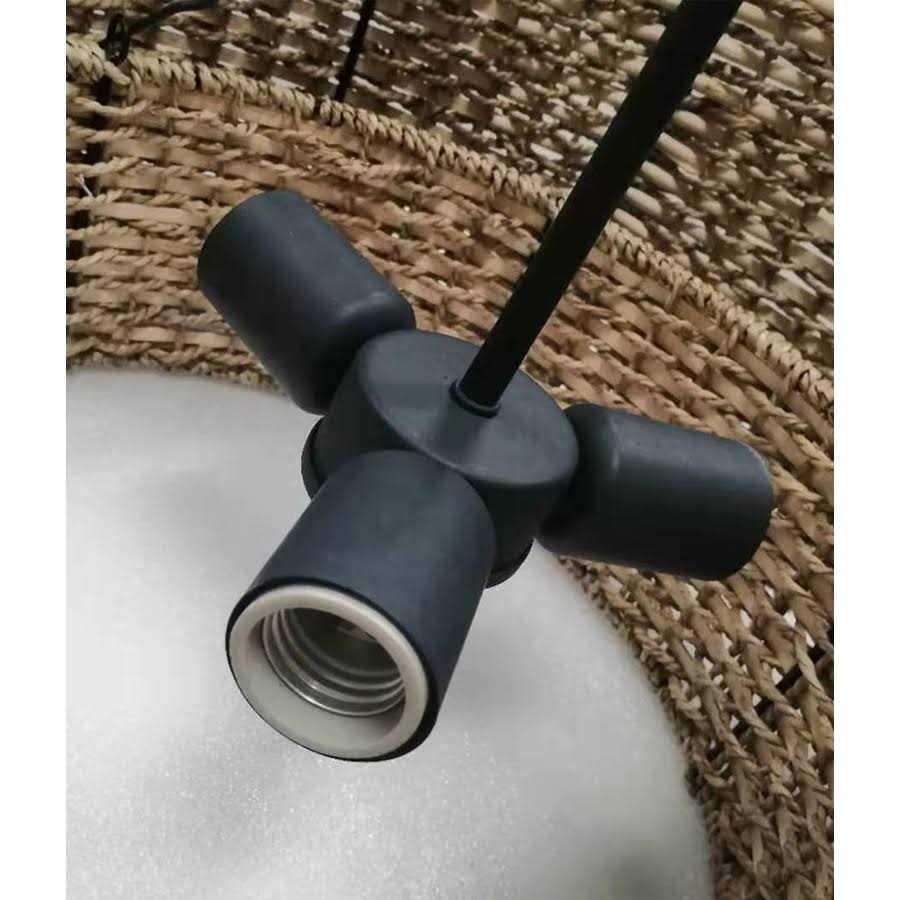 allen + roth Adara 3-Light Matte Black Traditional Drum Hanging Pendant Light KHV4993A