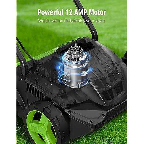 SWIPESMITH 13-Inch 12 Amp Electric Dethatcher Scarifier with Foldable Handle